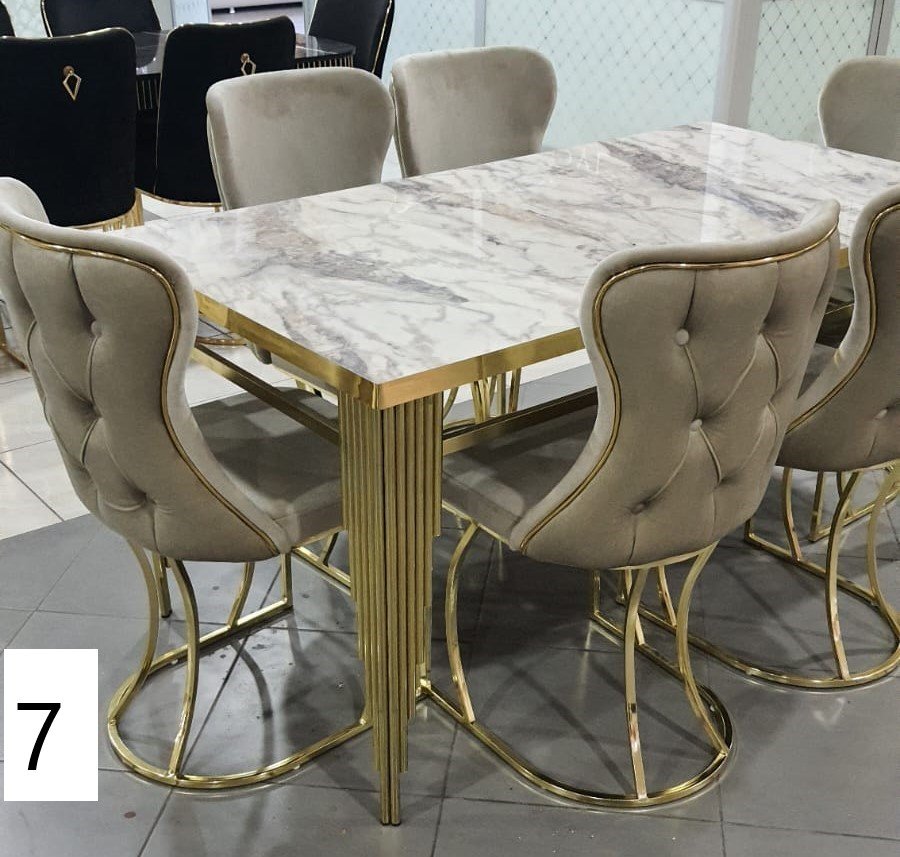 Package 2 Manolya Soffgrupp 3+3+1 + Tv bänk El kamin + Soffbord 5 ST. + Matbord med 6 stolar - Bild 8