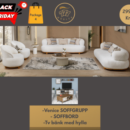 Package 4 Venice Soffgrupp 3+3+1 + Tv bänk + Soffbord